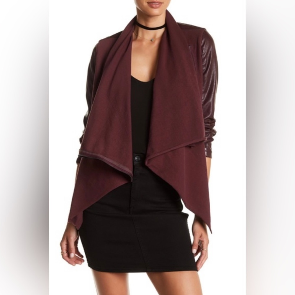 🍒BLANKNYC Faux Leather Burgundy Asymmetrical Jacket